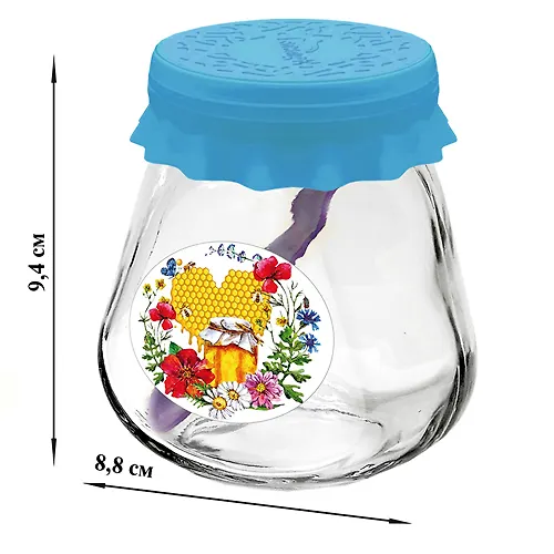Banka d/hran. stekl. 260 ml TO63 s kryshkoj silicopy biryuza + lozhka 