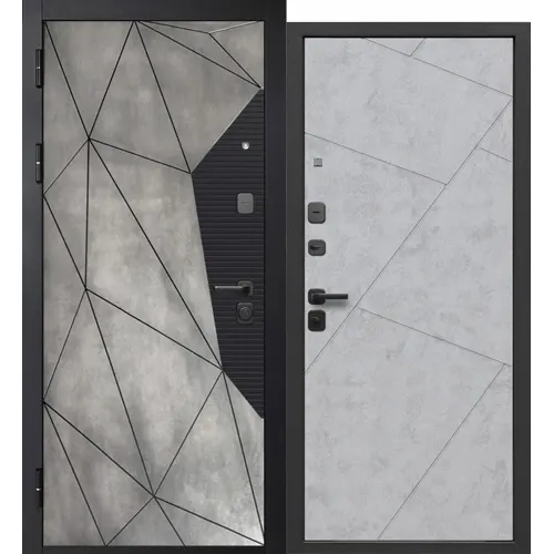 Dver metallicheskaya Ferroni 9 sm MDF/MDF Geometriya Beton Snezhnyj Zerkalo 960 levaya_1