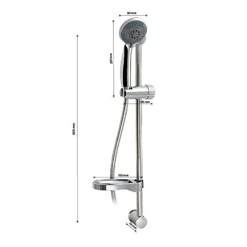 Stojka dushevaya CHehiya 53.5 sm s massazhnoj lejkoj i mylnitsej , vysota - 590 mm METAL 1_2