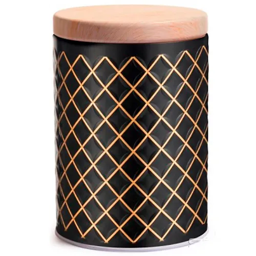 Banka zhestyanaya CLASSICO NERO dlya sypuchih produktov, obem 800 ml, kruglaya, s kryshkoj art.104871_1
