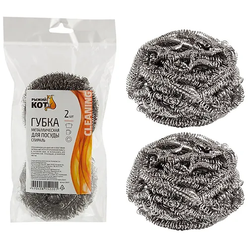 Gubka metallicheskaya dlya posudy, spiral, ves 30 gr., 2 sht. art.310570_1