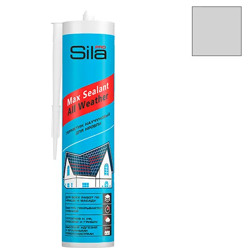 Germetik kauchukovyj dlya krovli seryj SILA PRO Max Sealant All weather 290 ml_1