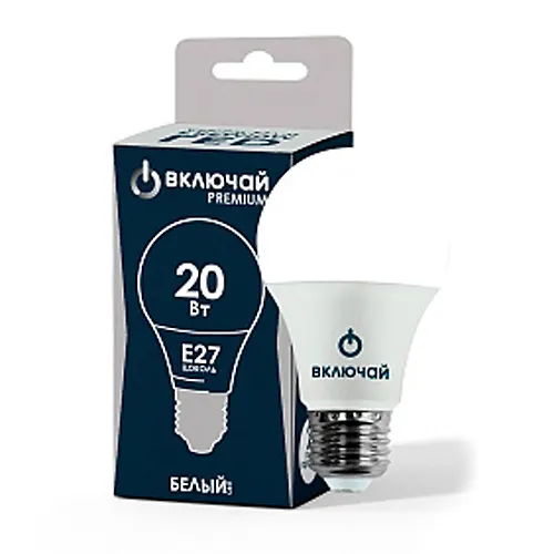Lampa svetodiodnaya 20W E27 A65 4000K 220V (LED PREMIUM A65-20W-E27-W) Vklyuchaj_1