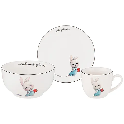 Nabor posudy lefard moj zajchik, 3 pr.: salatnik 470ml, tarelka 20sm, kruzhka 220ml 260-685_1