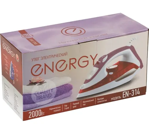 Utyug ENERGY EN-314 krasnyj (2000Vt, par, sprej, par. udar, keram.podoshva, samoochistka) art.270028_3