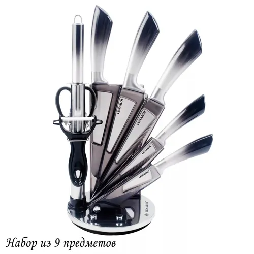 Nabor nozhej 9pr. na podstavke v pod.up.(h6)Nerzhaveyuschaya stal art.196-005_1