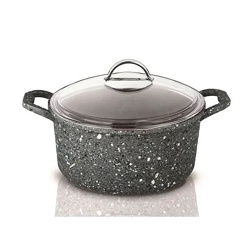 Kastryulya 5 l iz litogo alyuminiya so stekl. kryshkoj, d=24 sm; tsvet: granitno-kamennyj seryj (R400-50)_1