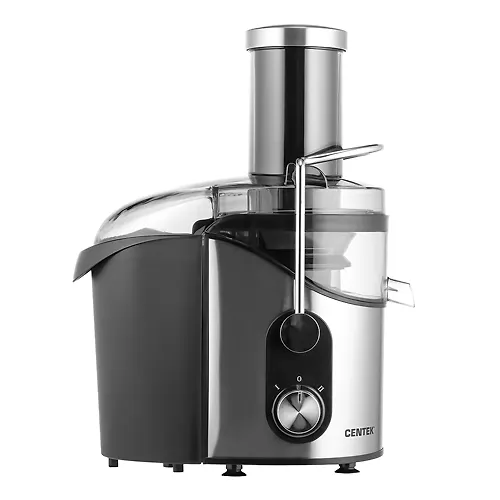 Sokovyzhimalka Centek CT-1212 (chernyj/stal) 1200Vt, 2 skor., stakan 1100 ml, gorlovina 75mm_1