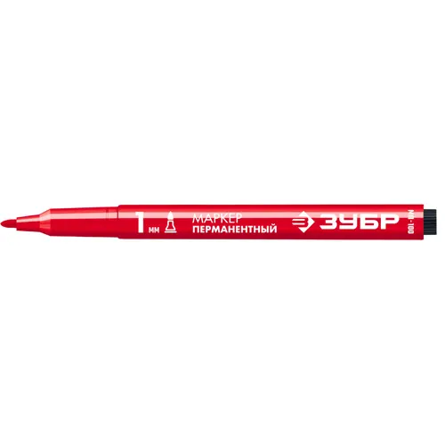 Permanentnyj marker Zubr MP-100 1 mm zaostrennyj krasnyj seriya Professional_1