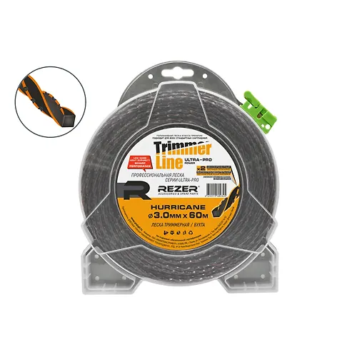 Leska dlya trimmera Rezer Ultra-pro HURRICANE 3.0mm*60m Rezer chernyj/oranzh_1