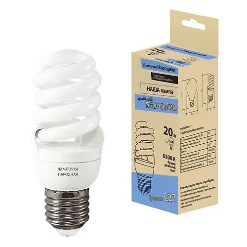 Lampa lyuminestsentnaya NL-FST2-20Vt-6500 K-E27 (48h115mm) (SQ0347-0012)_1