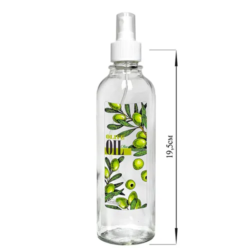 Butylka tsilindr s knopochnym dozatorom dlya masla/sousov, Olive oil zelenye olivki, 330 ml, steklo_1