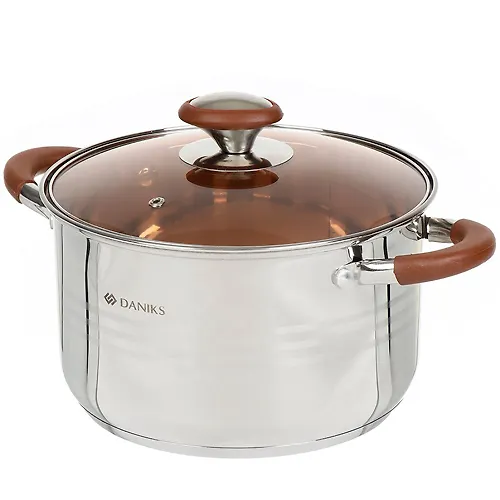 Kastryulya nerzhaveyuschaya stal, 5 l, kryshka steklo, Daniks, Vellington, GS-01415-22CA, induktsiya (397631)_1