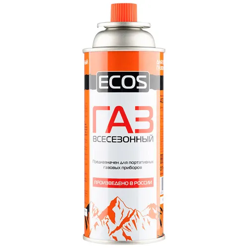 Gaz v ballone dlya portativnyh priborov ECOS (tsangovyj, vsesezonnyj, 400ml.) (1up=12sht)_1