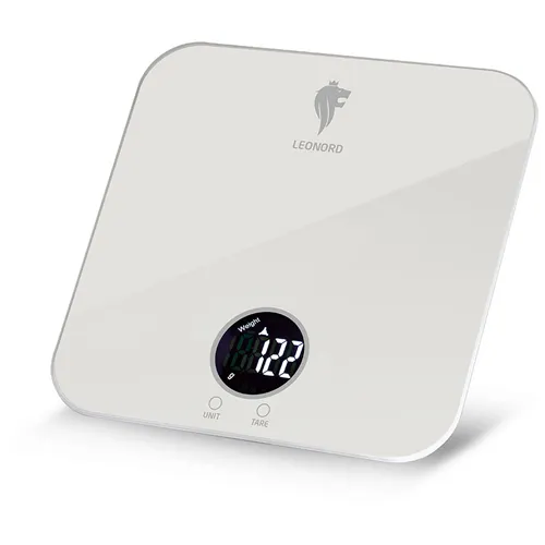 Vesy kuhonnye elektronnye Leonord LE-1713, steklo, 5 kg, 18h18 sm, sensor, belye_1