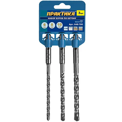 Nabor burov SDS-plus Praktika 6, 8, 10 h 160 mm, 3 sht, seriya 
