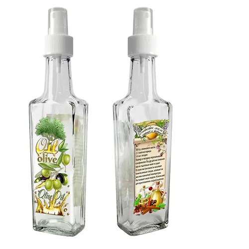 Butylka s knopochnym raspylitelem dlya olivkovogo masla s koritsej i gvozdikoj, 250 ml, steklo 626575_1