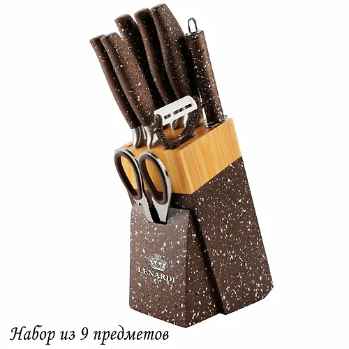 Nabor nozhej 9pr. na podstavke v pod.up.(h6)Nerzhaveyuschaya stal art.196-010_1