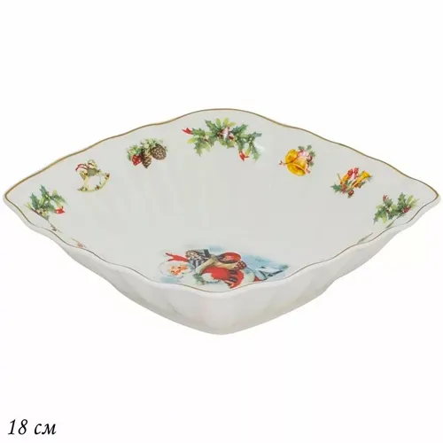 Kvadratnyj salatnik 18sm NOVYJ GOD v pod.up.(h36)Farfor art.205-348_1