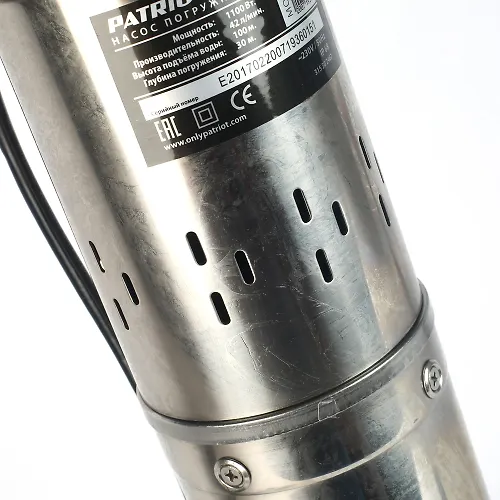 Nasos skvazhinnyj PATRIOT SP 4250 S, vintovoj tip, 1100 Vt, 2520 l/chas, podem - 100 m, kabel 26 m_4