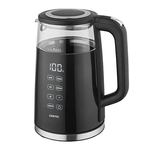 CHajnik Centek CT-0039 CHernyj 1,7l 2200Vt 2stenki Steklo LED-displej t:70/80/90/100 S Sensor Podogrev_1