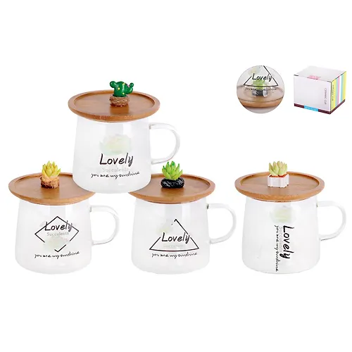 Kruzhka na podstvke-kryshke 310 ml s figurnym dnom miks, Eco lovely 5088_1