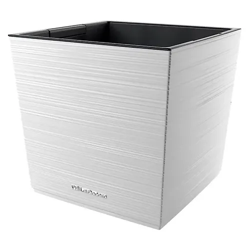 Kashpo La Decoro VMS kvadrat mini (19l) TSv. Belyj/ vstavka TSv. CHernyj (Art. KSH-2671)_1