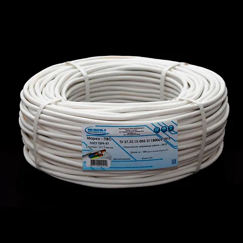 Provod PVS 2*1,5 belyj (100m) (NPO Kabel-S) do 380V TU 27.32.13-002-21180064-2019_1