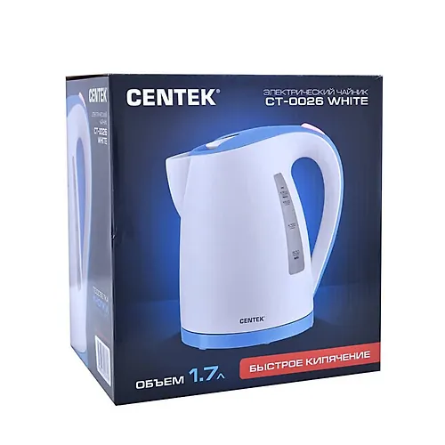 CHajnik Centek CT-0026 White, 1.7 l, 2200 Vt, LED, matovyj korpus, zaschita ot vklyucheniya bez vody_4