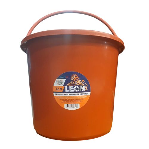 Vedro udaroprochnoe Leon 12l krasnoe, krugloe_1