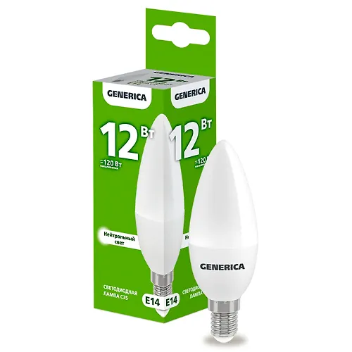 Lampa LED C35 svecha 12Vt 230V 4000K E14 GENERICA art.LL-C35-12-230-40-E14-G_1