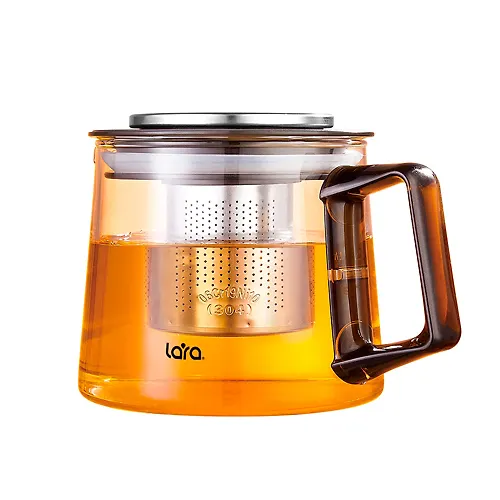 LR06-22 Zavarochnyj chajnik LARA <880ml> borosilikatnoe steklo, stalnoj filtr, otdelka hrom_1