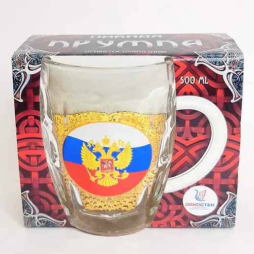 Kruzhka dlya piva 500ml. art.1002/1-D (Gerb na flage) Podarochnaya upakovka_1