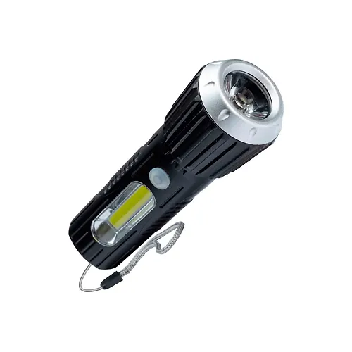 Fonar ruchnoj KOSMOS (KOS114Lit) akkum/1VtLED+2VtCOB/kollim linza/Li-ion18650 1000mAh/ABS-pl/USBshnur_1