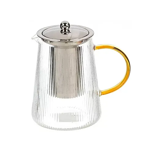 CHajnik zavarochnyj steklo, 1.2 l, s sitechkom, s metallicheskoj kryshkoj, Daniks, TP1200S_1
