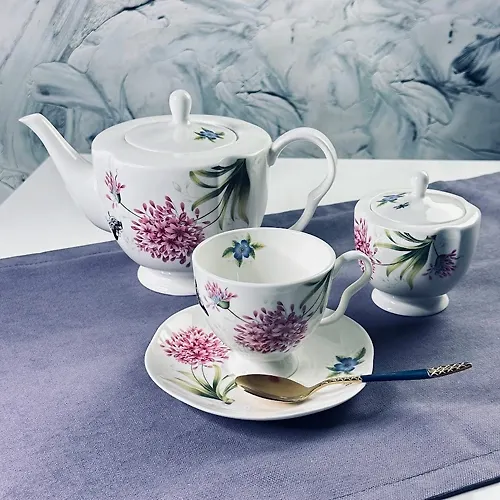CHajnyj serviz 14 predmetov 240 ml FLOWERS v podarochnoj upakovke, kostyanoj farfor_1