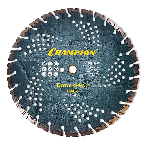 Disk almaznyj CHAMPION beton PRO 350/25,4/10 Heavysut (zh/b, staryj beton, zhelezo) S1602_1