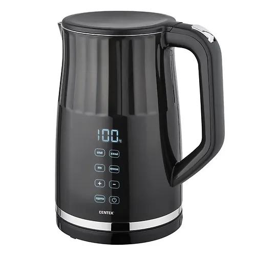 CHajnik Centek CT-0038 chernyj 1.7 l, 2200 Vt, dvojnye stenki, stal bez shva, LED-displej, temperatura 70/80/90/100 °C, sensor_1