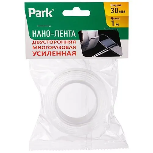 Nano-lenta dvustoronnyaya klejkaya mnogorazovaya prozrachnaya usilennaya 1 m h 30 mm_1