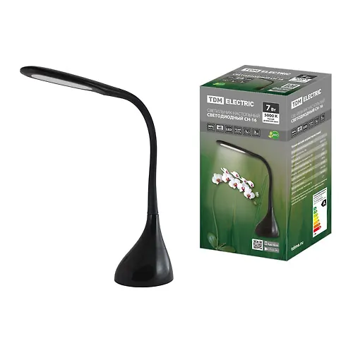 Svetilnik svetodiodnyj nastolnyj SN-16, 7 Vt, sensor-dimmer, 5000 K, 220 V, chernyj, TDM (SQ0337-00_1
