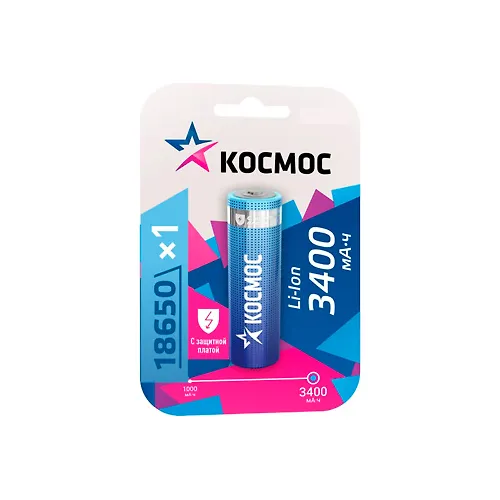 Akkumulyator Kosmos 18650 Li-ion 3400 mAh s zaschitoj, 1 sht blister_1
