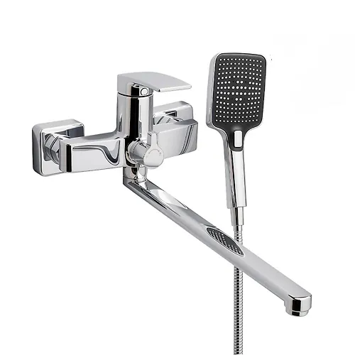 Smesitel dlya vanny FLOURE F1650C, dlinnyj izliv, latunnyj korpus, seriya 