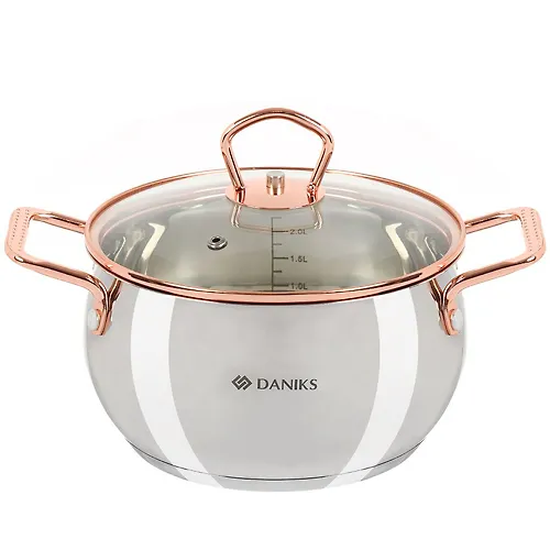 Kastryulya nerzhaveyuschaya stal, 2.5 l, s kryshkoj, kryshka steklo, Daniks, Karlin, GS-01332G-18, induktsiya_1