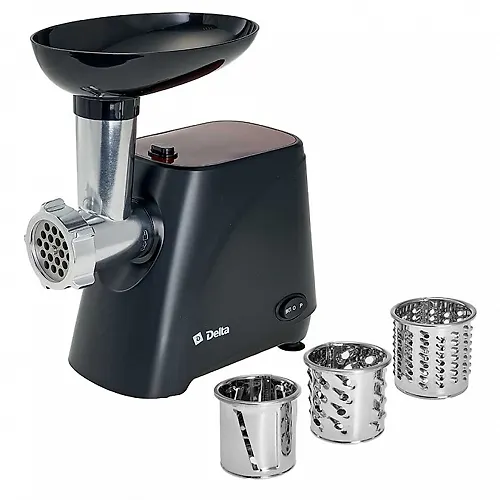 Myasorubka DELTA DL-6106M chernyj s krasnym, 2000 Vt, 3 nasadki-ovoscherezki, 1.8 kg/min_1