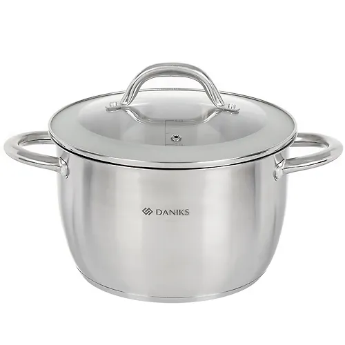 Kastryulya nerzhaveyuschaya stal, 4.9 l, s kryshkoj steklo, Daniks, Perl, GS-01205-22, induktsiya (397615)_1