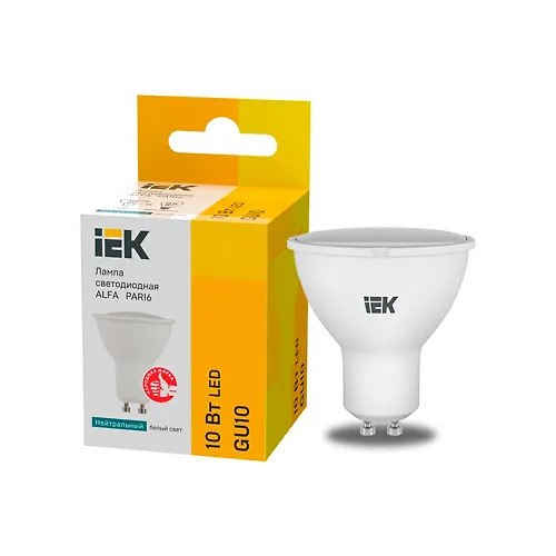 Lampa svetodiodnaya ALFA PAR16 sofit 10Vt 230V 4000K GU10 (6sht)IEK_1