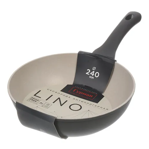 Skovoroda litoj alyuminij, 24 sm, antiprigarnoe pokrytie, Gurman, Lino, GM2401LI, induktsiya (488216)_1