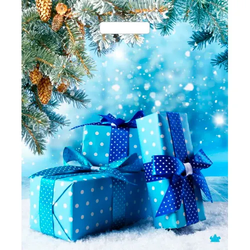 Paket s vyrubnoj ruchkoj 38h45+3 sm (60 mkm) Podarki zimy, NG, laminirovannyj, Tiko VUR56823_1