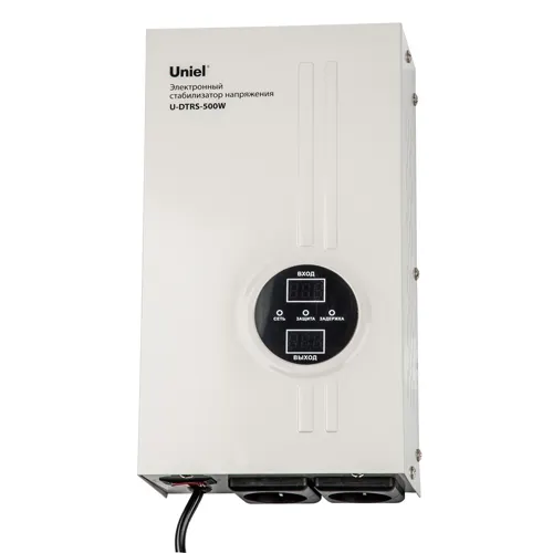 Stabilizator napryazheniya ultratonkij. Odnofaznyj 500VA. Nastennyj. Uniel U-DTRS-500W (UL-00010576)_1