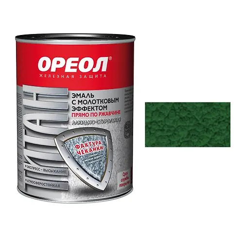 Emal s molotkovym effektom Oreol alkidno-stirolnaya Titan temno-zelenaya 0,8 kg_1